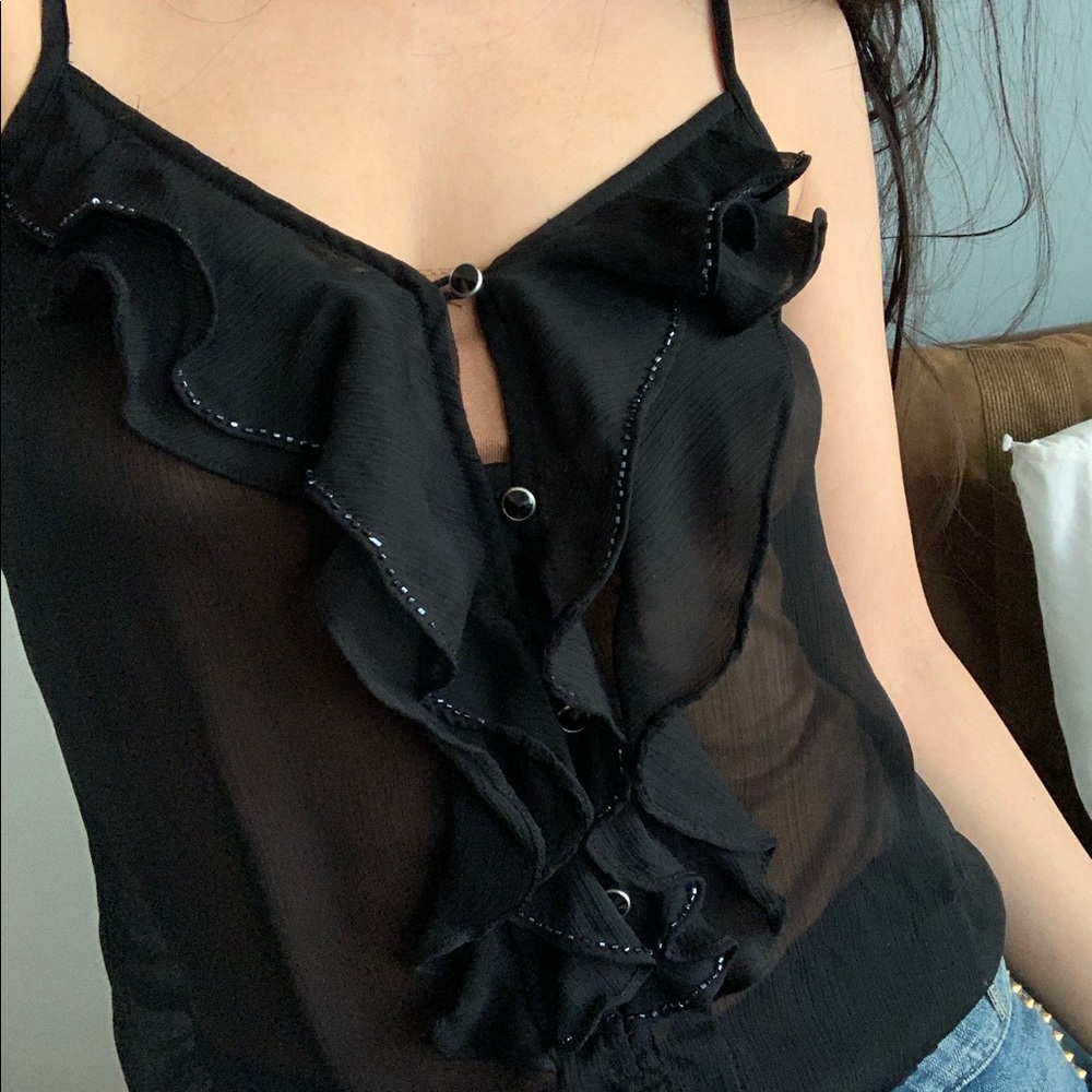 Guess Sheer Beaded Ruffle Cami - Picture 4 of 8